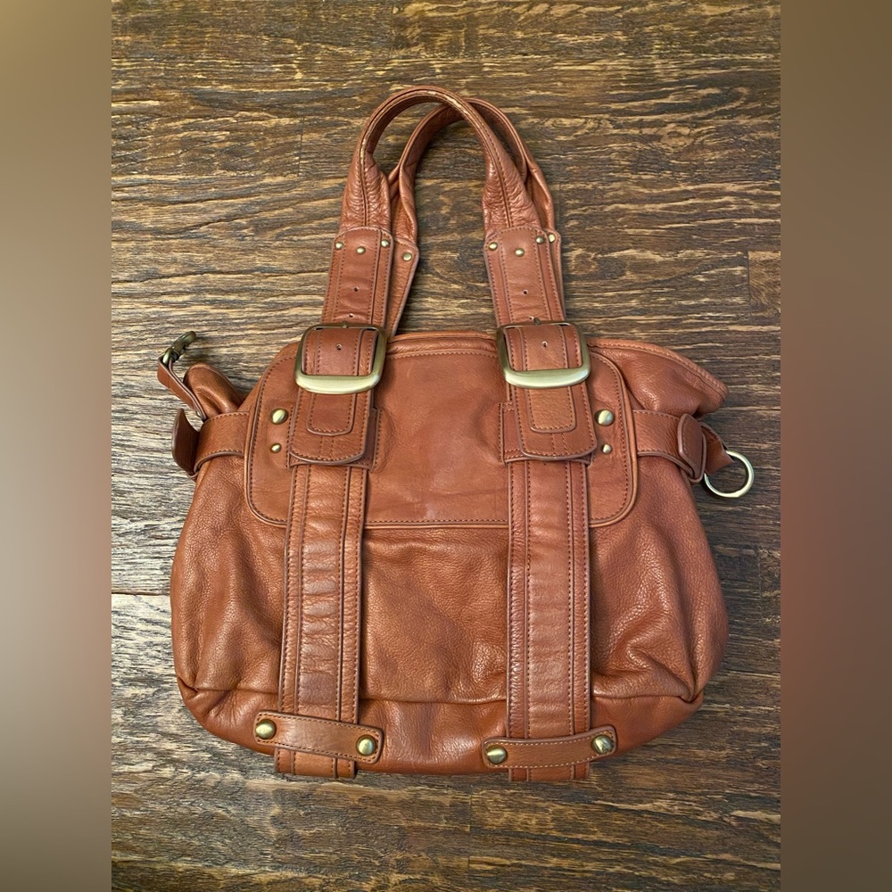Sabina New York cognac authentic leather satchel